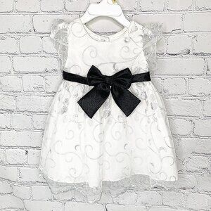 NEW w TAGS SWEETHEART ROSE 12M WHITE DRESS BLK BOW